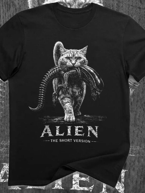 Other - Alien The Short Version Cat Shirt – Sci-Fi Horror Parody Graphic Tee